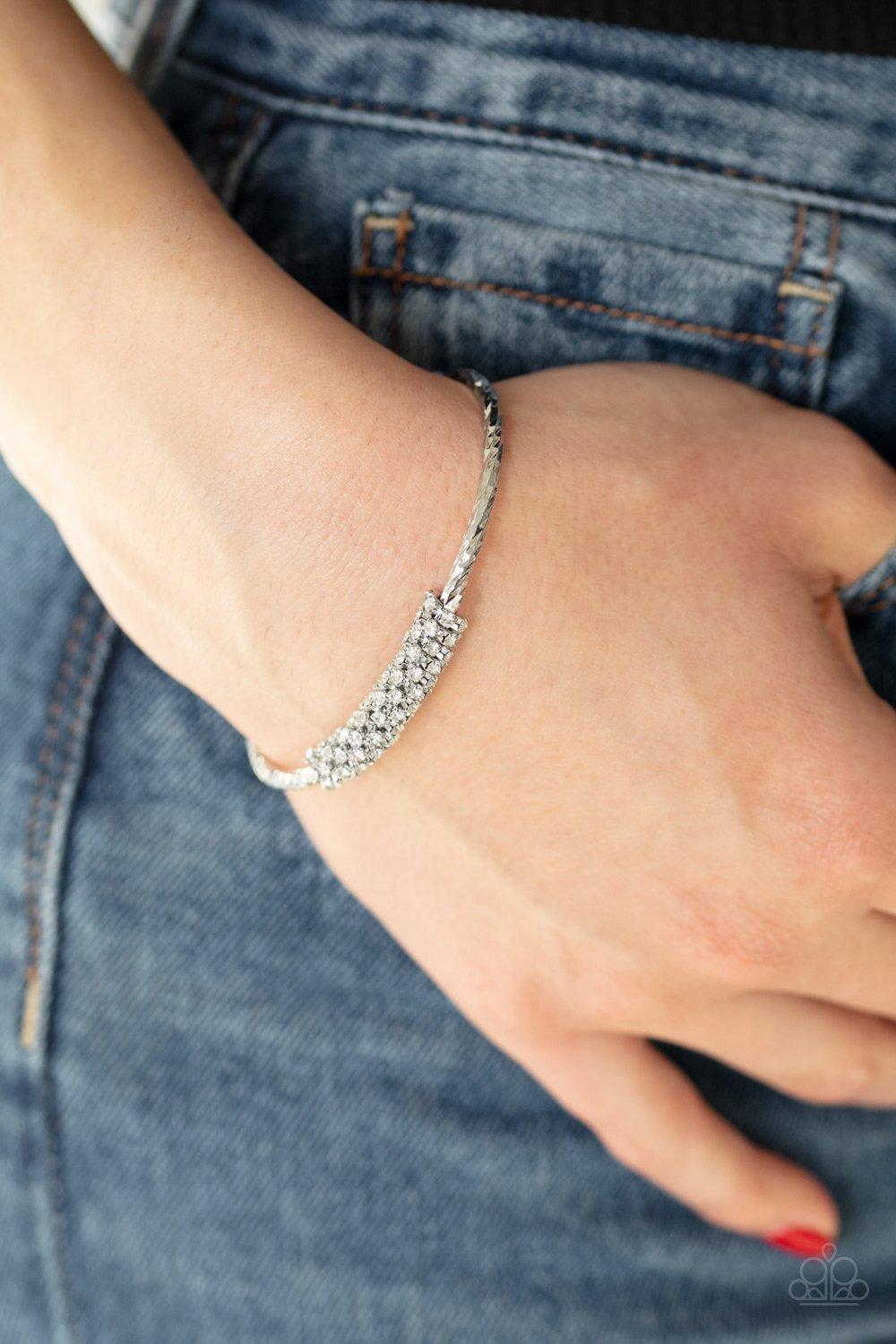 Paparazzi Accessories-Twinkling Twist - White Bracelet