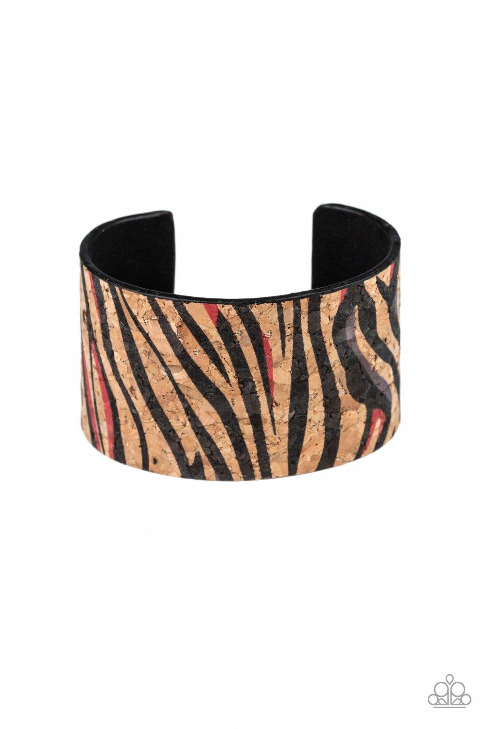 Paparazzi Accessories-Zebra Zone - Red Cuff Bracelet