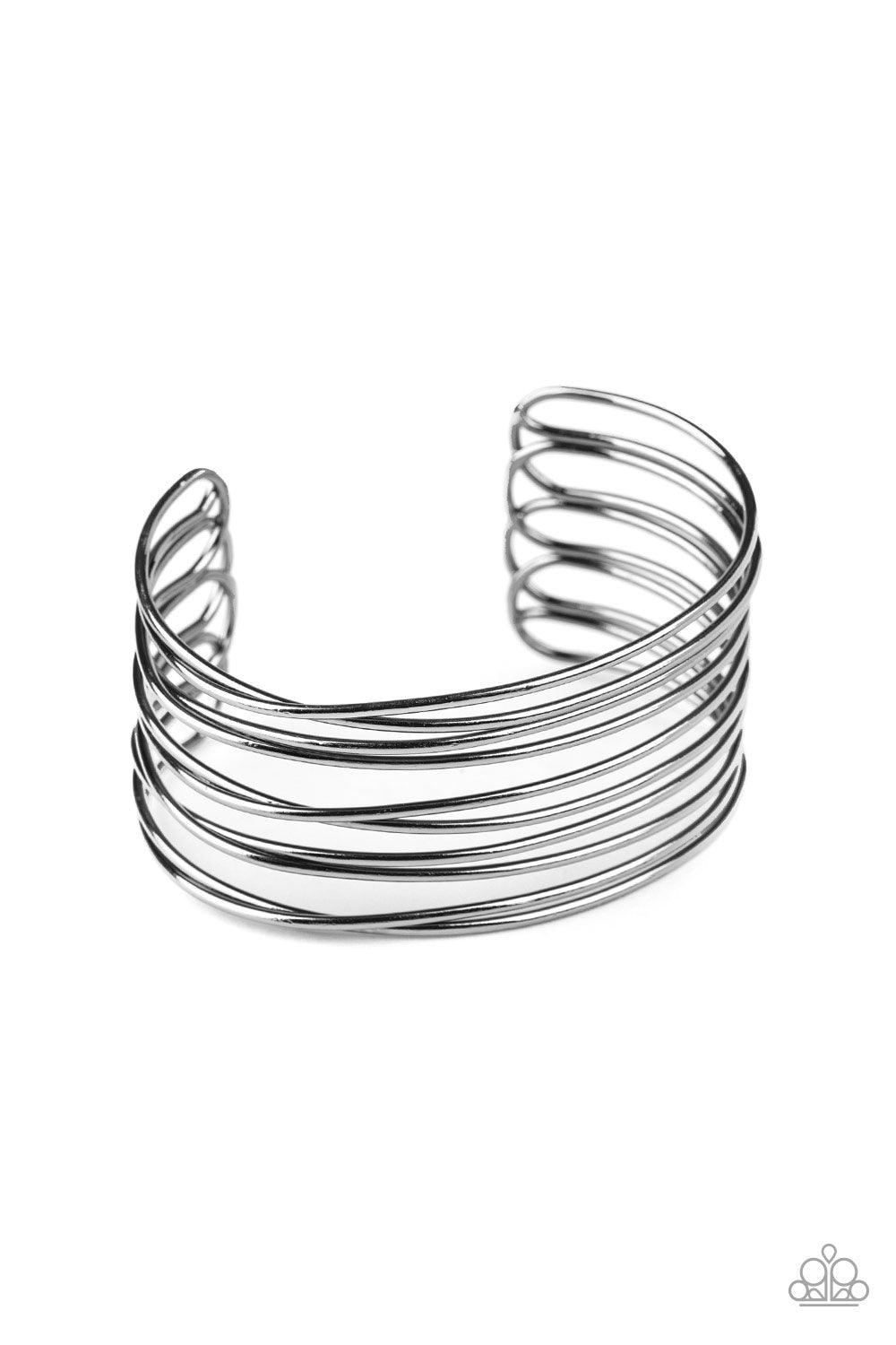 Paparazzi Accessories-HAUTE Wired - Black Cuff Bracelet