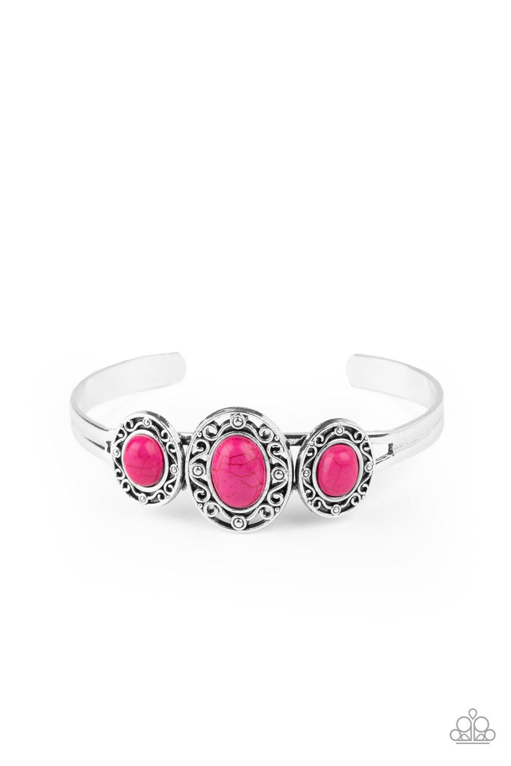 Paparazzi Accessories-Stone Sage - Pink Cuff Bracelet