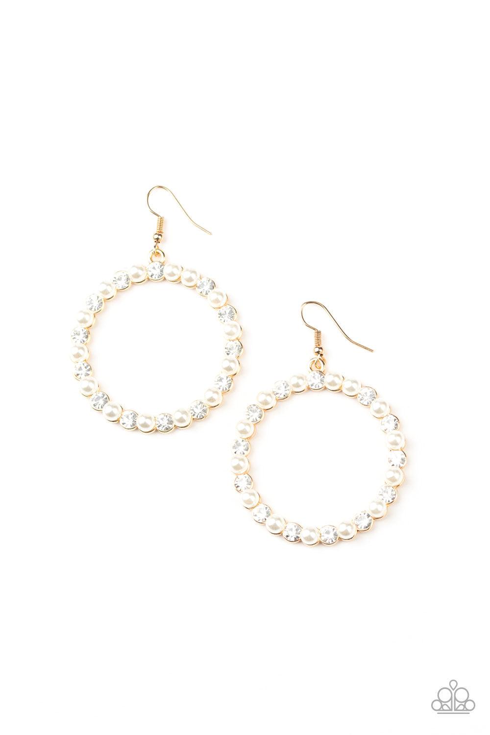 Paparazzi Accessories-Pearl Palace - Gold Earrings
