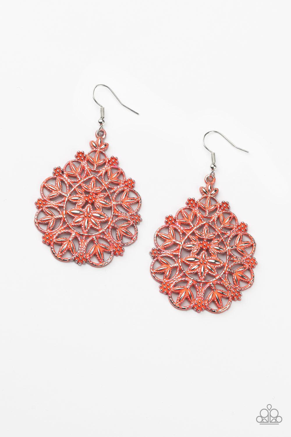 Paparazzi Accessories- Floral Affair - Orange Earrings