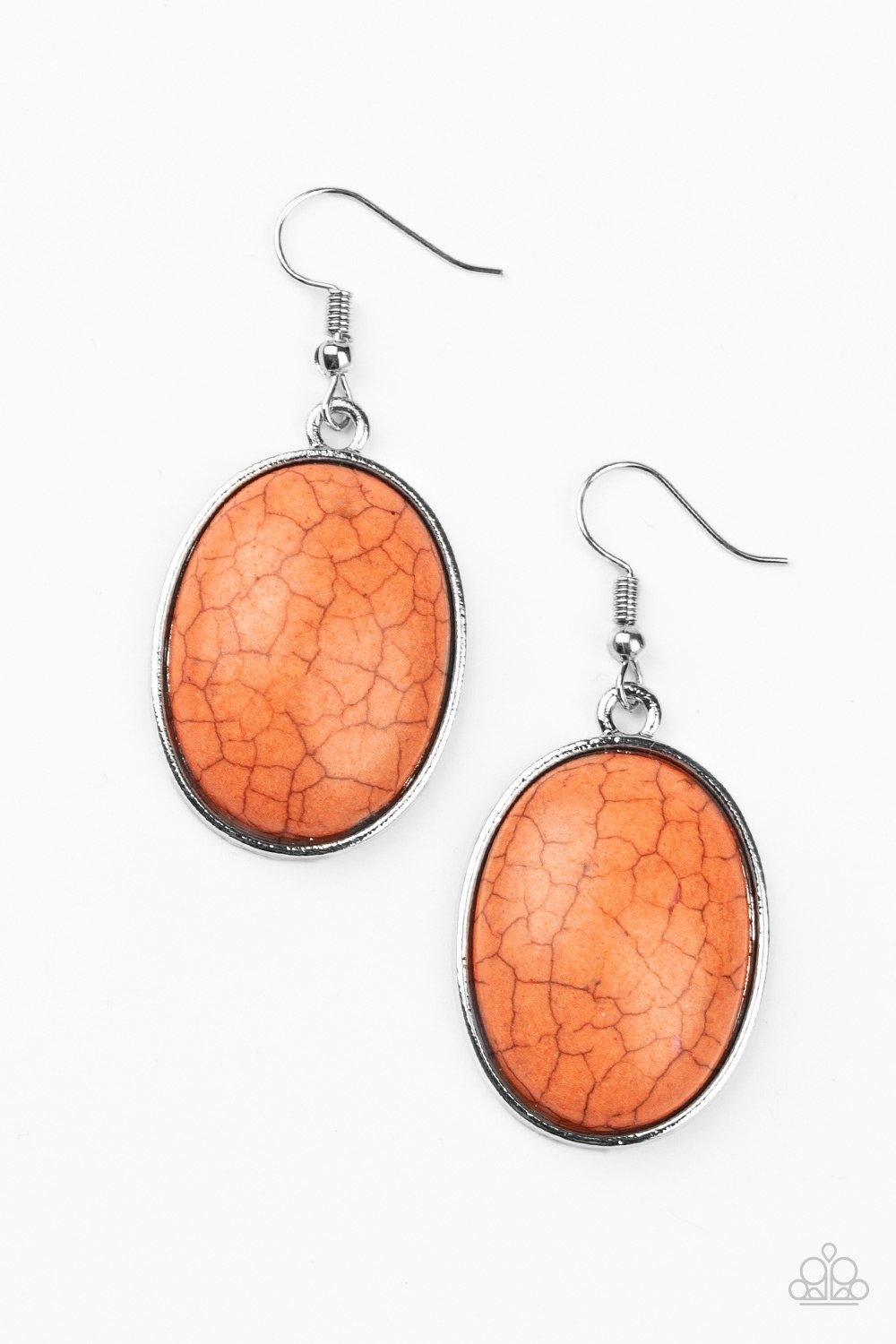 Paparazzi Accessories-Serenely Sediment - Orange Earrings