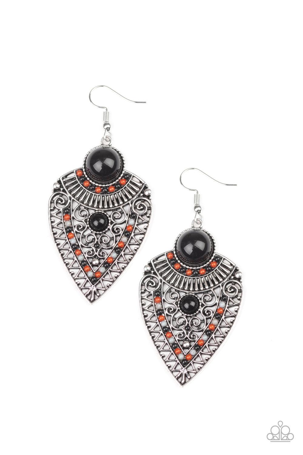 Paparazzi Accessories=Tribal Territory - Black Earrings
