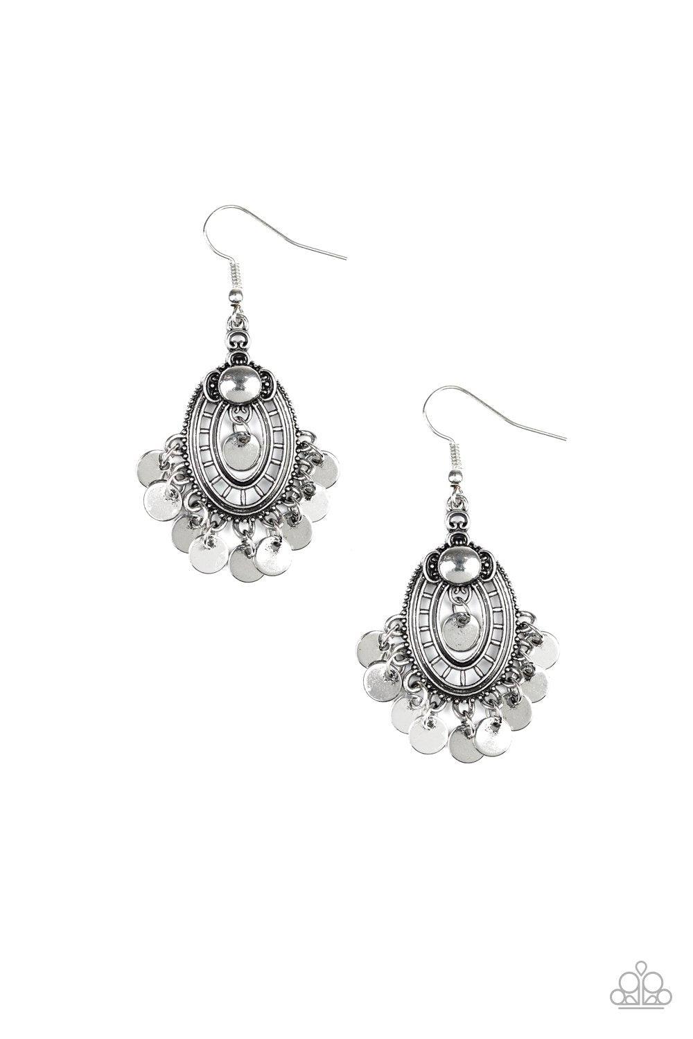 Paparazzi Accessories-Chime Chic - Silver Earrings