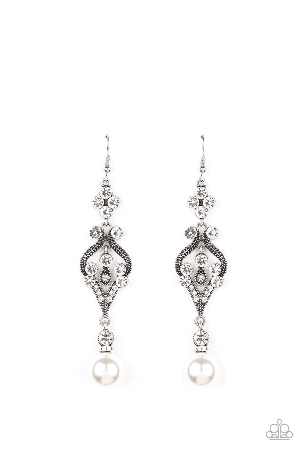 Elegantly Extravagant White Earrings - Jewelry by Bretta
