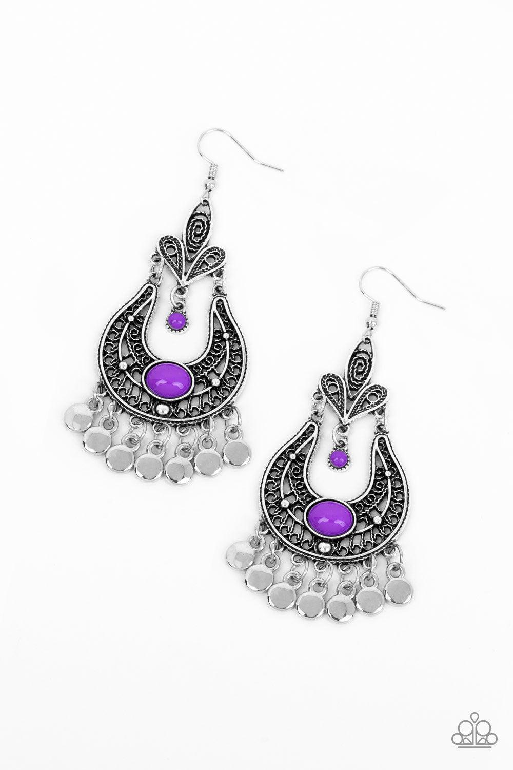 Paparazzi Accessories Fiesta Flair - Purple Earrings - jewelrybybretta