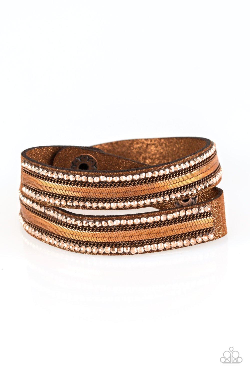 Paparazzi Accessories Rocker Rivalry - Copper Wrap Bracelet - jewelrybybretta