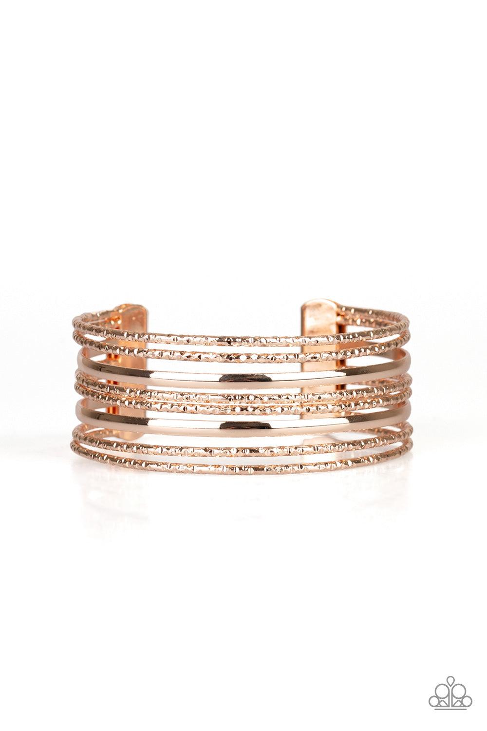 Paparazzi Accessories-Stack Shack - Rose Gold Cuff Bracelet - jewelrybybretta