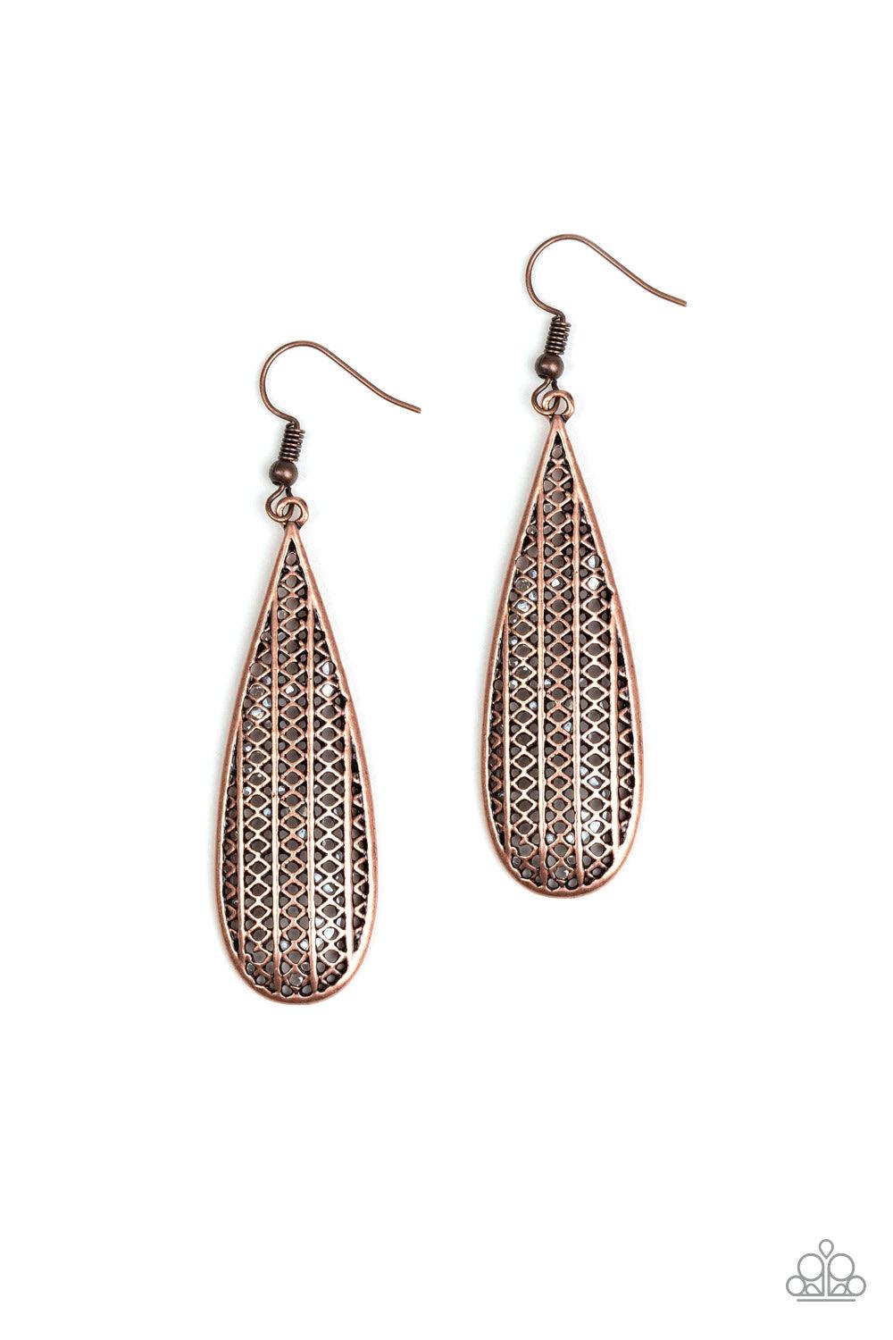 Paparazzi Accessories-Terra Tears - Copper Earrings