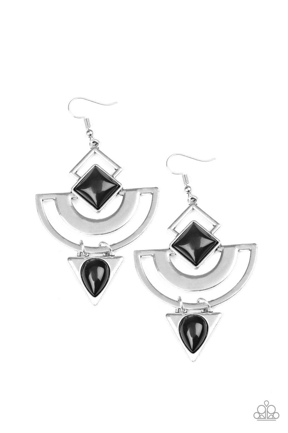 Paparazzi Accessories-Geo Gypsy - Black Earrings