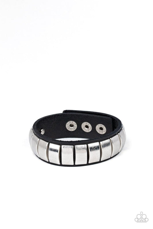 Moto Mode Black Leather Silver Urban Bracelet - Jewelry from Jewelry by Bretta