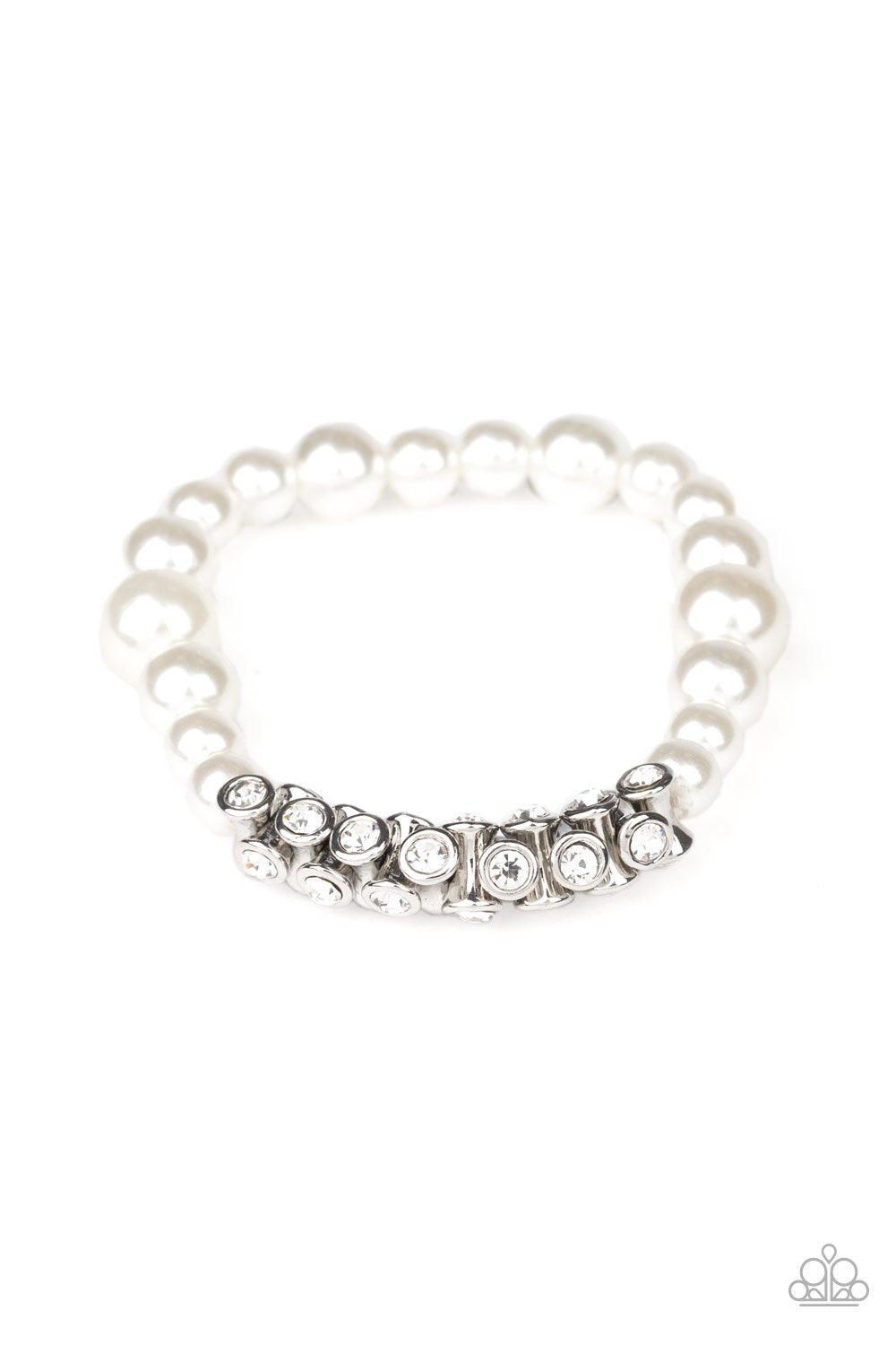 Paparazzi Accessories-Traffic-Stopping Sparkle - White Bracelet