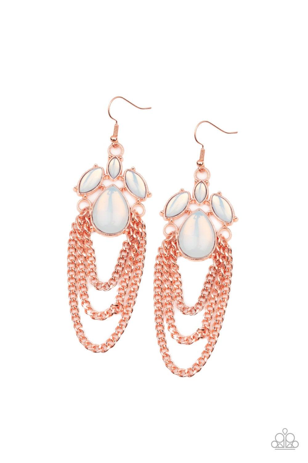 Paparazzi Accessories-Opalescence Essence - Copper Earrings