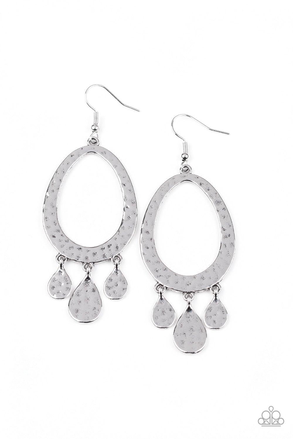 Paparazzi Accessories-Taboo Trinket - Silver Earrings