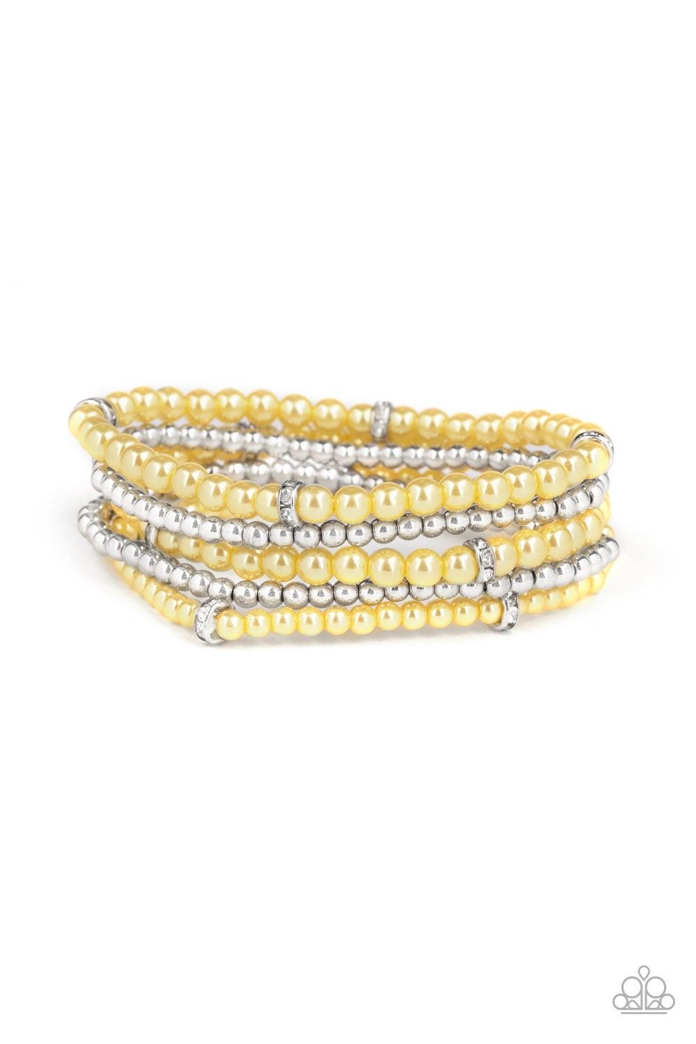 Paparazzi Accessories-Fiercely Frosted - Yellow Bracelets