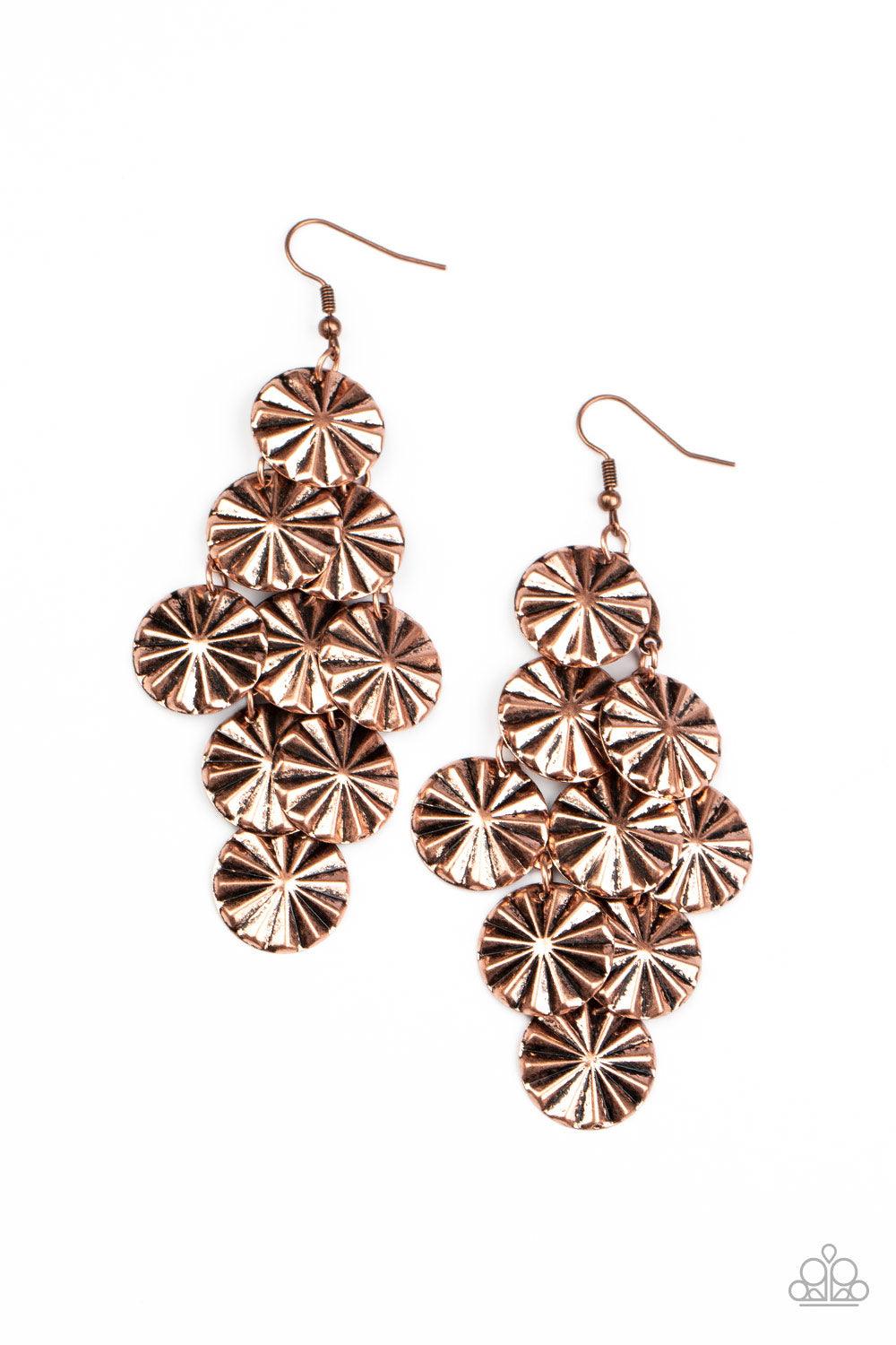 Paparazzi Accessories-Star Spangled Shine - Copper Earrings