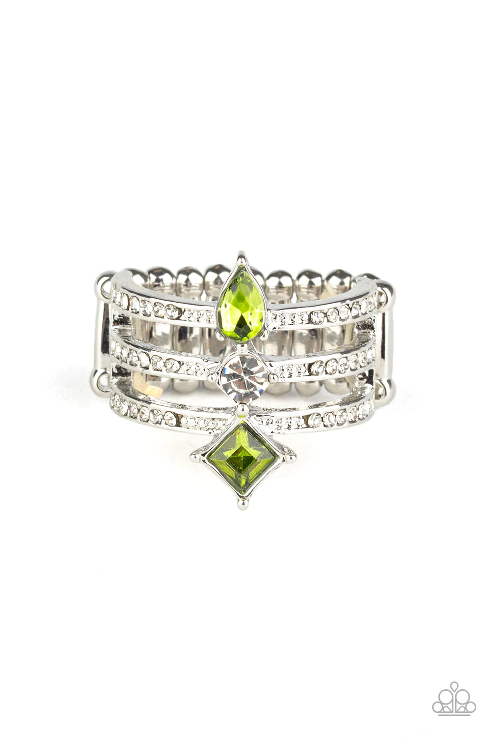 Triple Throne Twinkle Green Ring - Jewelry by Bretta