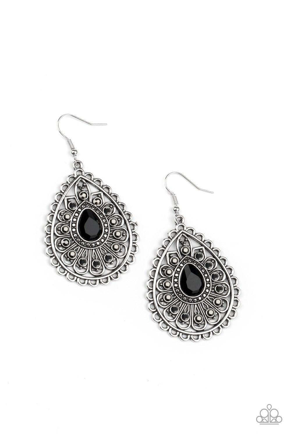 Paparazzi Accessories-Eat, Drink, and BEAM Merry - Black Earrings