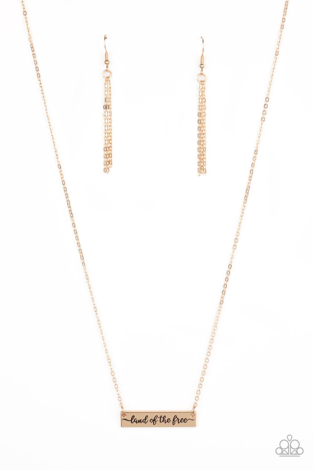 Paparazzi Accessories-Land Of The Free - Gold Necklace