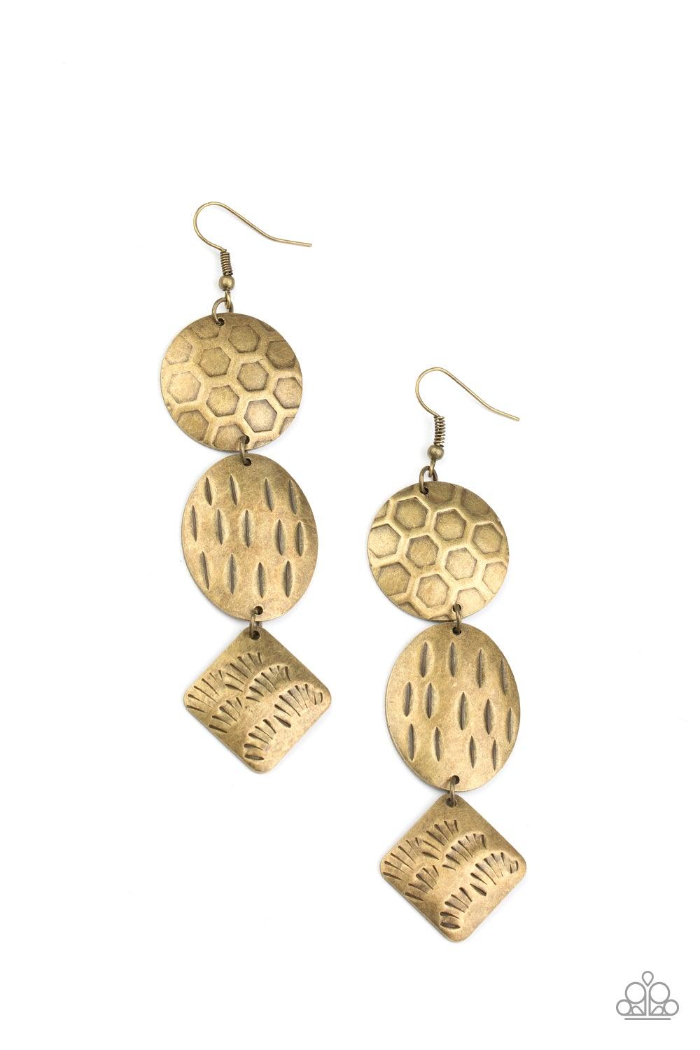 Paparazzi Accessories-Mixed Movement - Brass Earrings