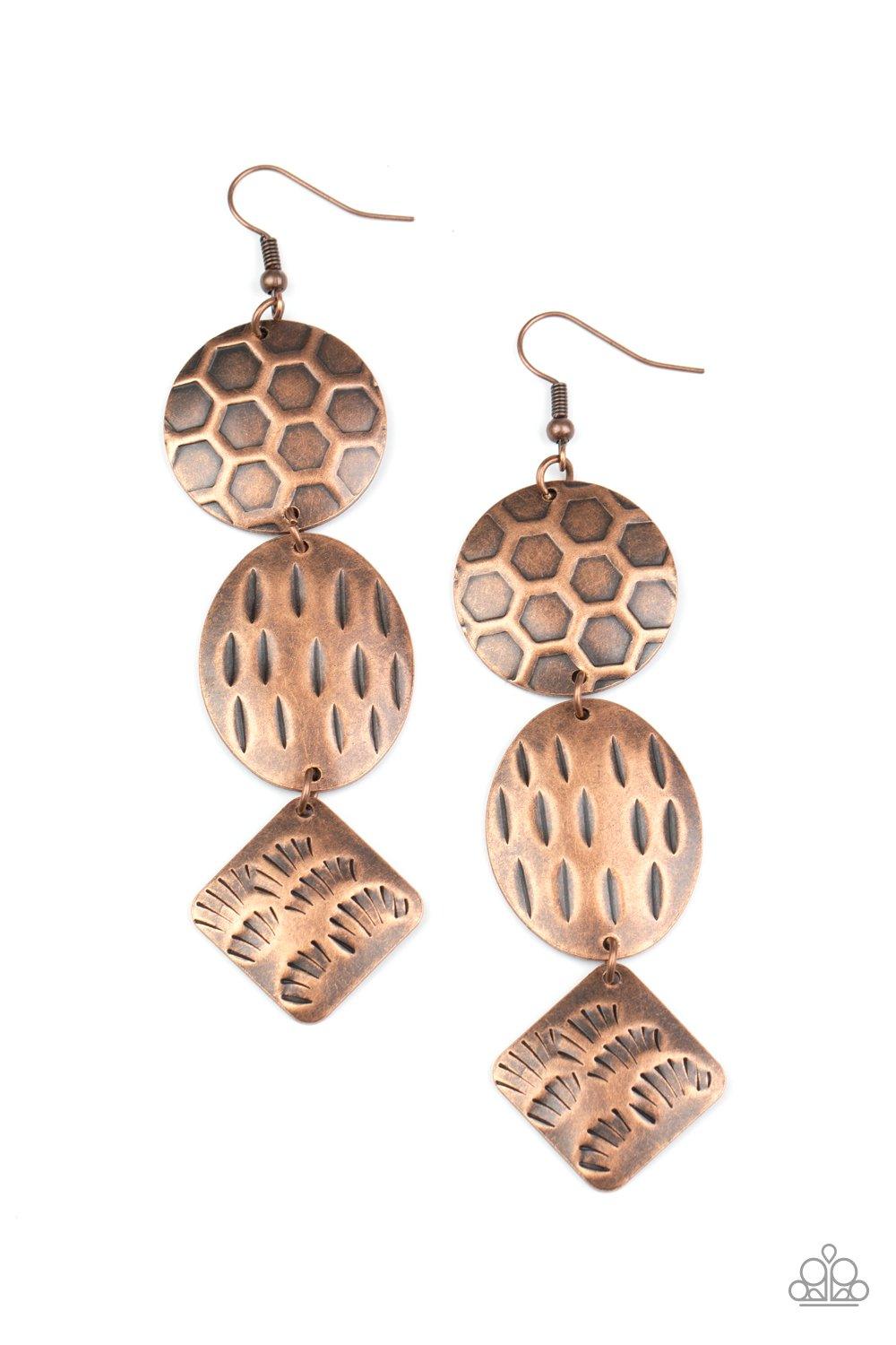 Paparazzi Accessories-Mixed Movement - Copper Earrings