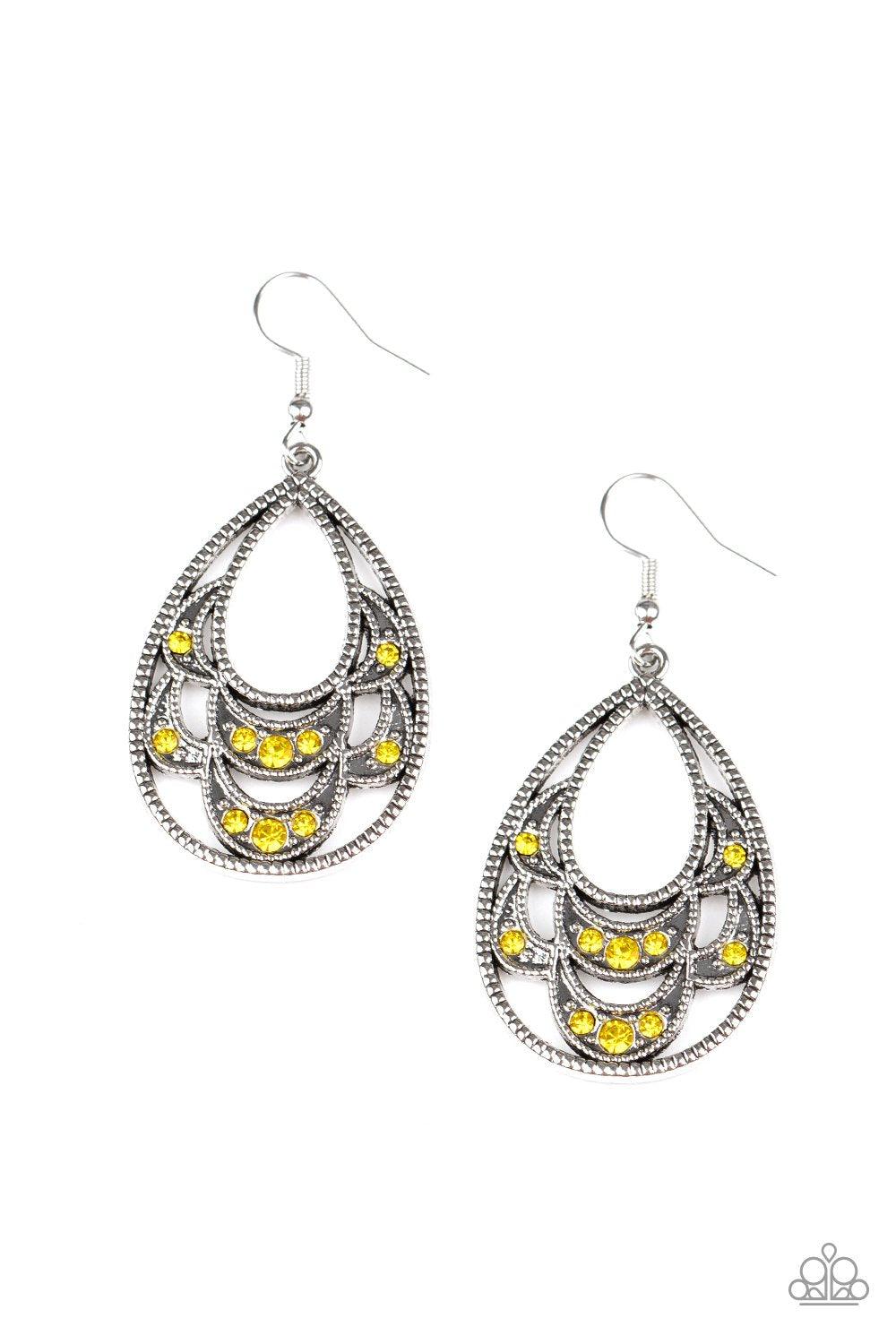 Paparazzi Accessories-Malibu Macrame - Yellow Earrings