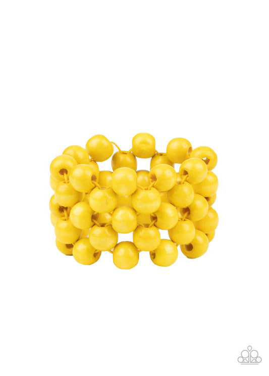 Tiki Tropicana Yellow Wood Bead Stretch Bracelet - Jewelry from Jewelry by Bretta