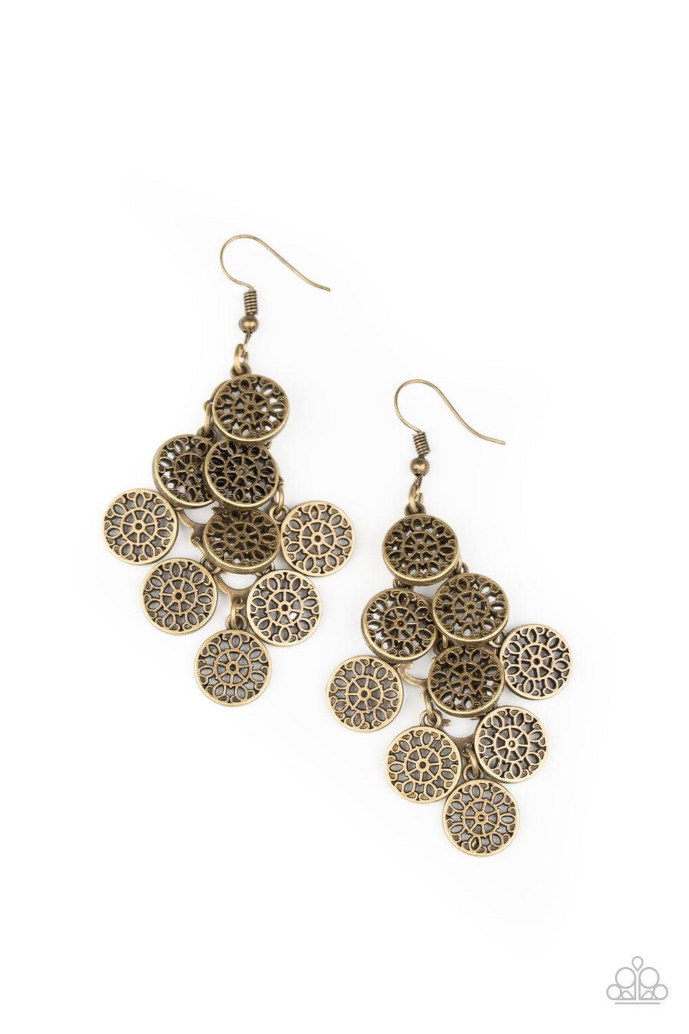 Paparazzi Accessories-Blushing Blooms - Brass Earrings