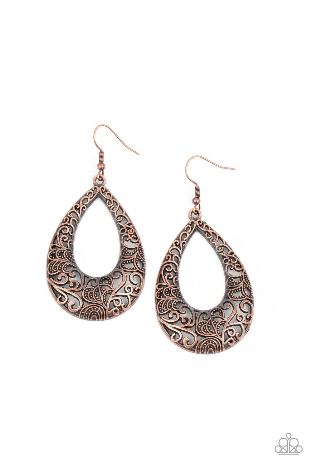 Paparazzi Accessories-Get Into The GROVE - Copper Earrings