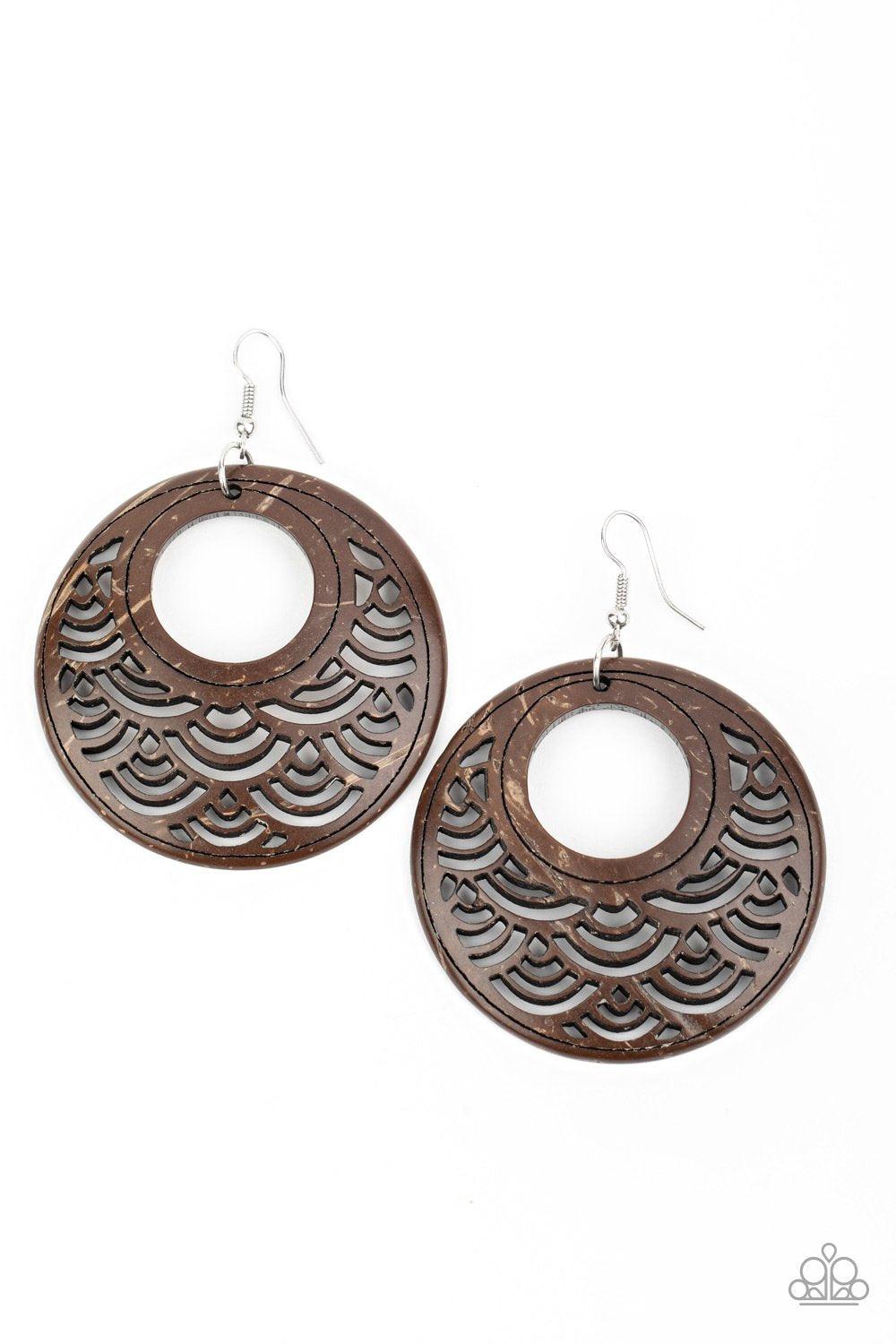 Paparazzi Accessories-Tropical Canopy - Brown Earrings