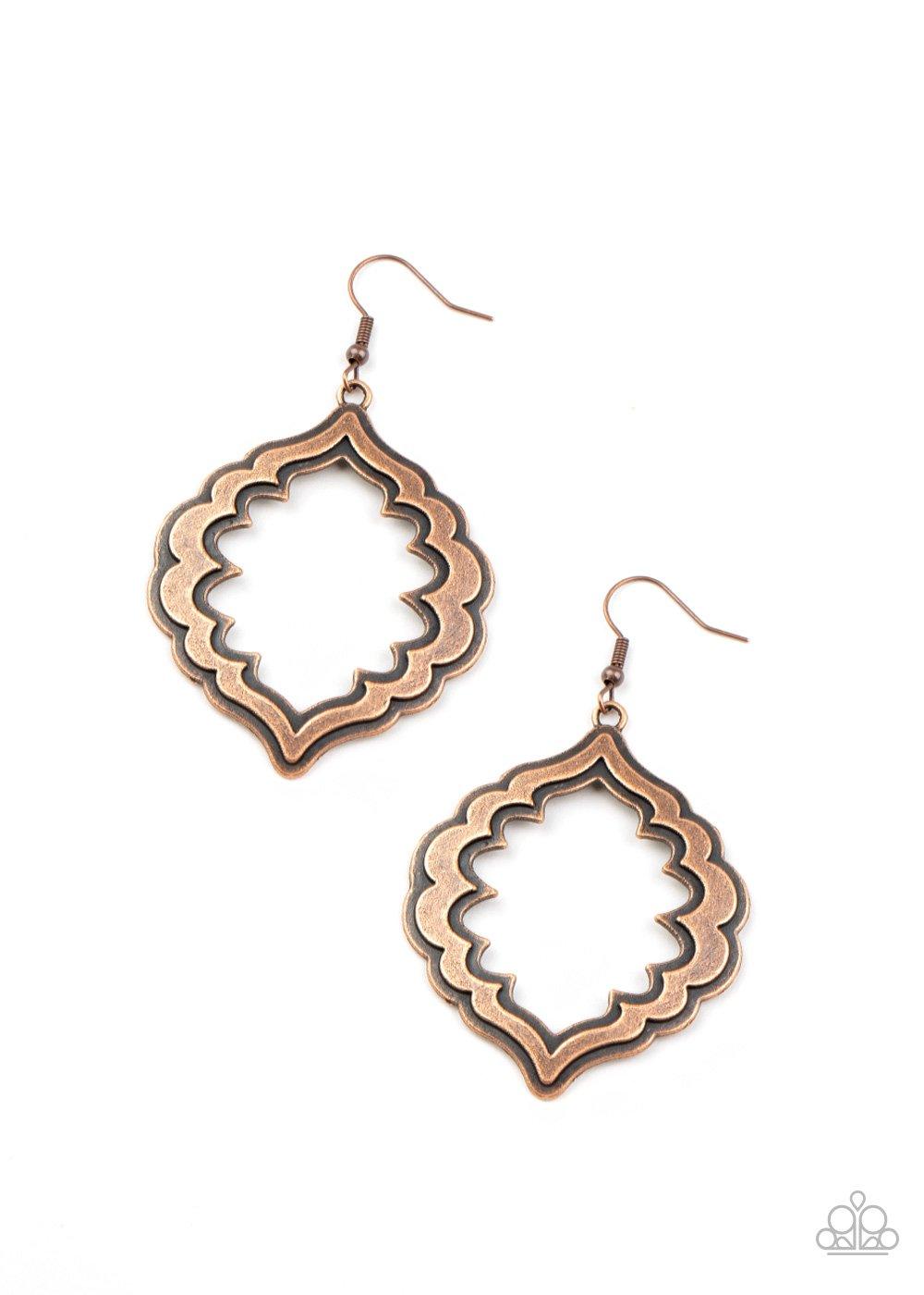 Paparazzi Accessories-Taj Mahal Majesty - Copper Earrings