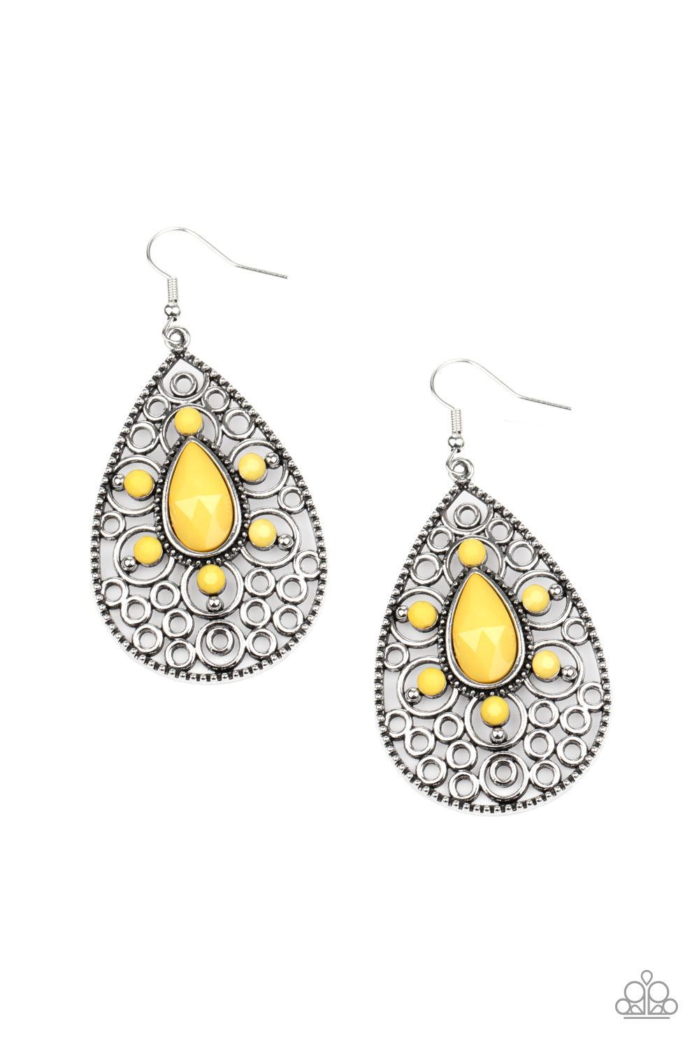 Paparazzi Accessories-Modern Garden - Yellow Earrings