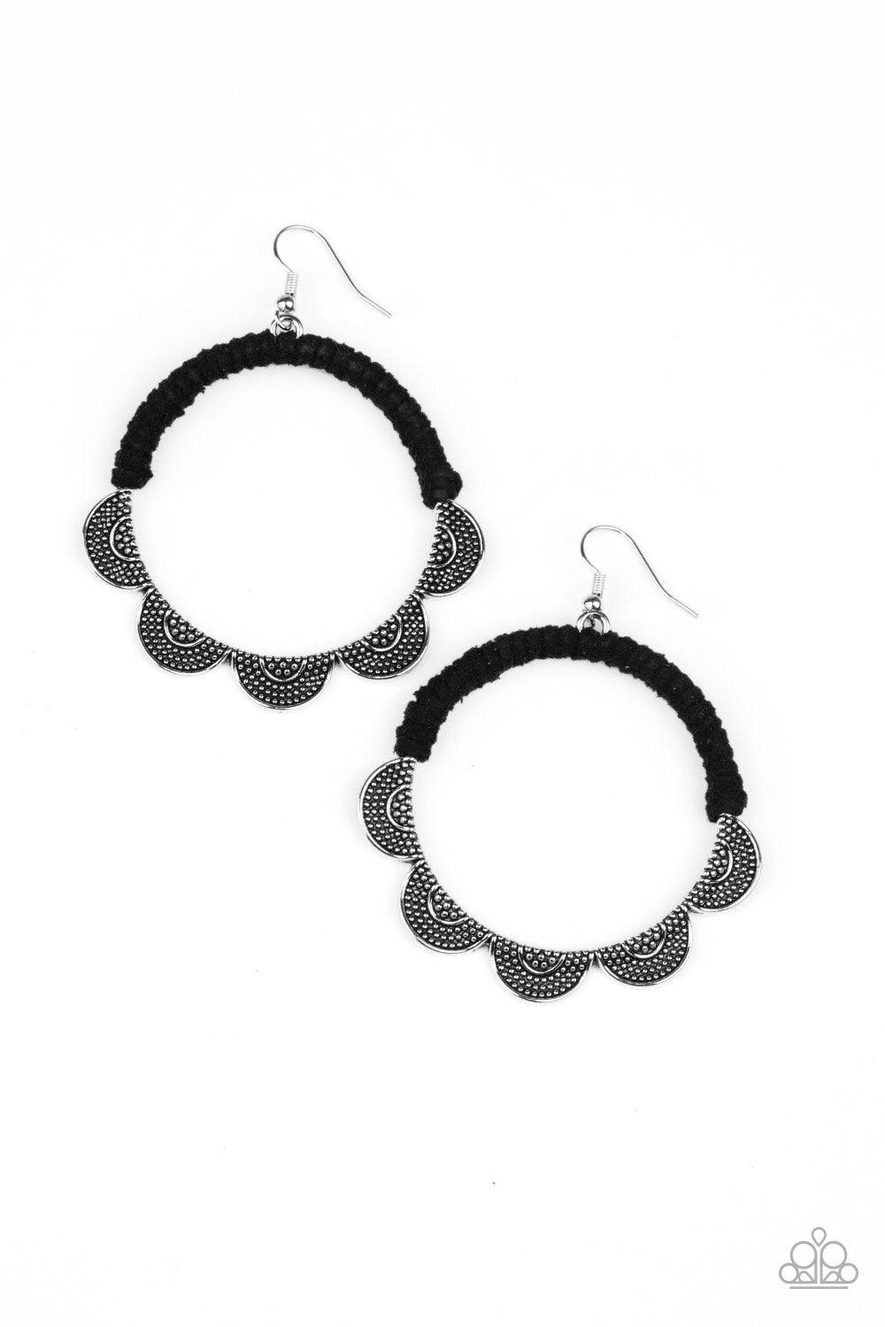Paparazzi Accessories-Tambourine Trend - Black Earrings