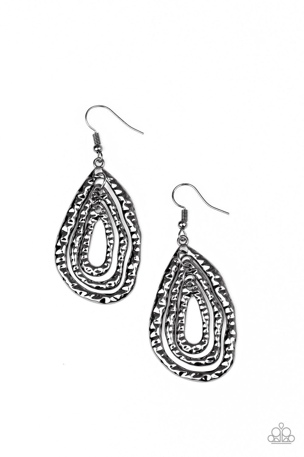 Paparazzi Accessories-Metallic Meltdown - Black Earrings