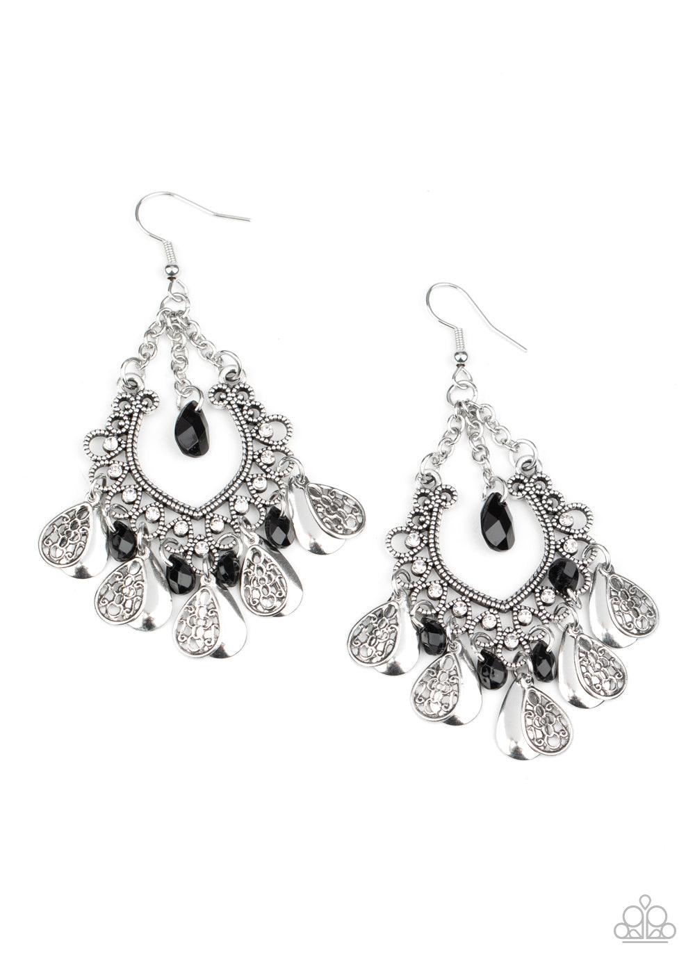 Paparazzi Accessories-Musical Gardens - Black Earrings
