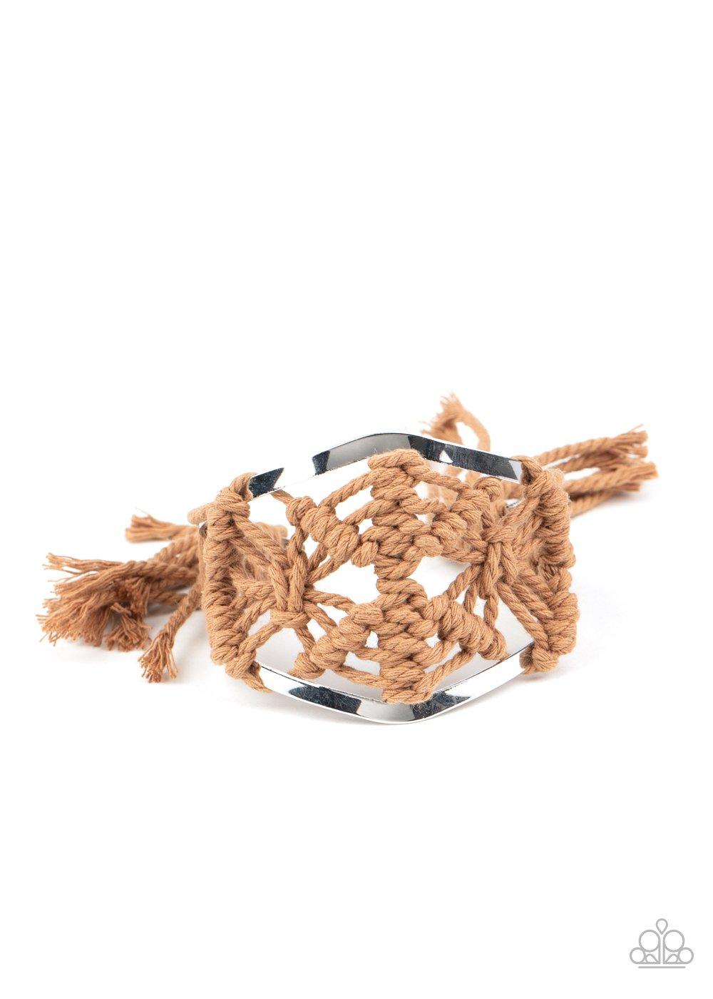 Paparazzi Accessories-Macrame Mode - Brown Bracelet