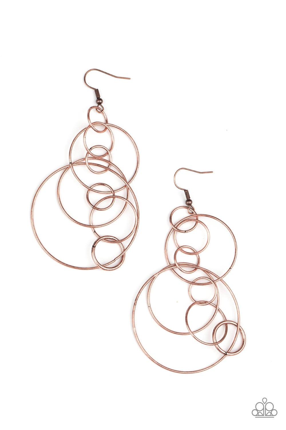 Paparazzi Accessories-Running Circles Around You - Copper Earrings