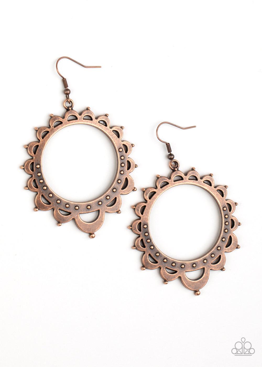 Paparazzi Accessories-Casually Capricious - Copper Earrings