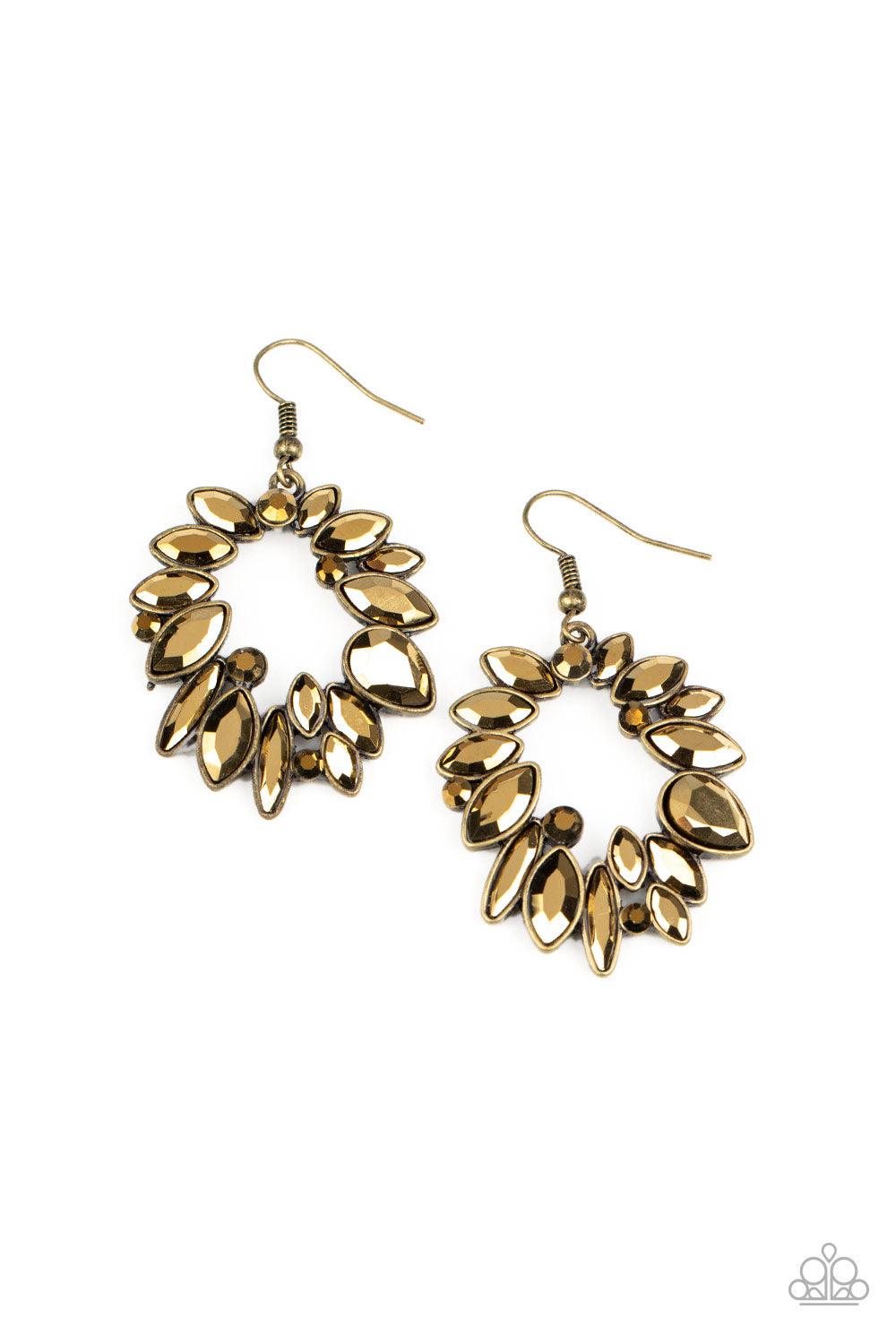 Paparazzi Accessories-Try as I DYNAMITE - Brass Earrings