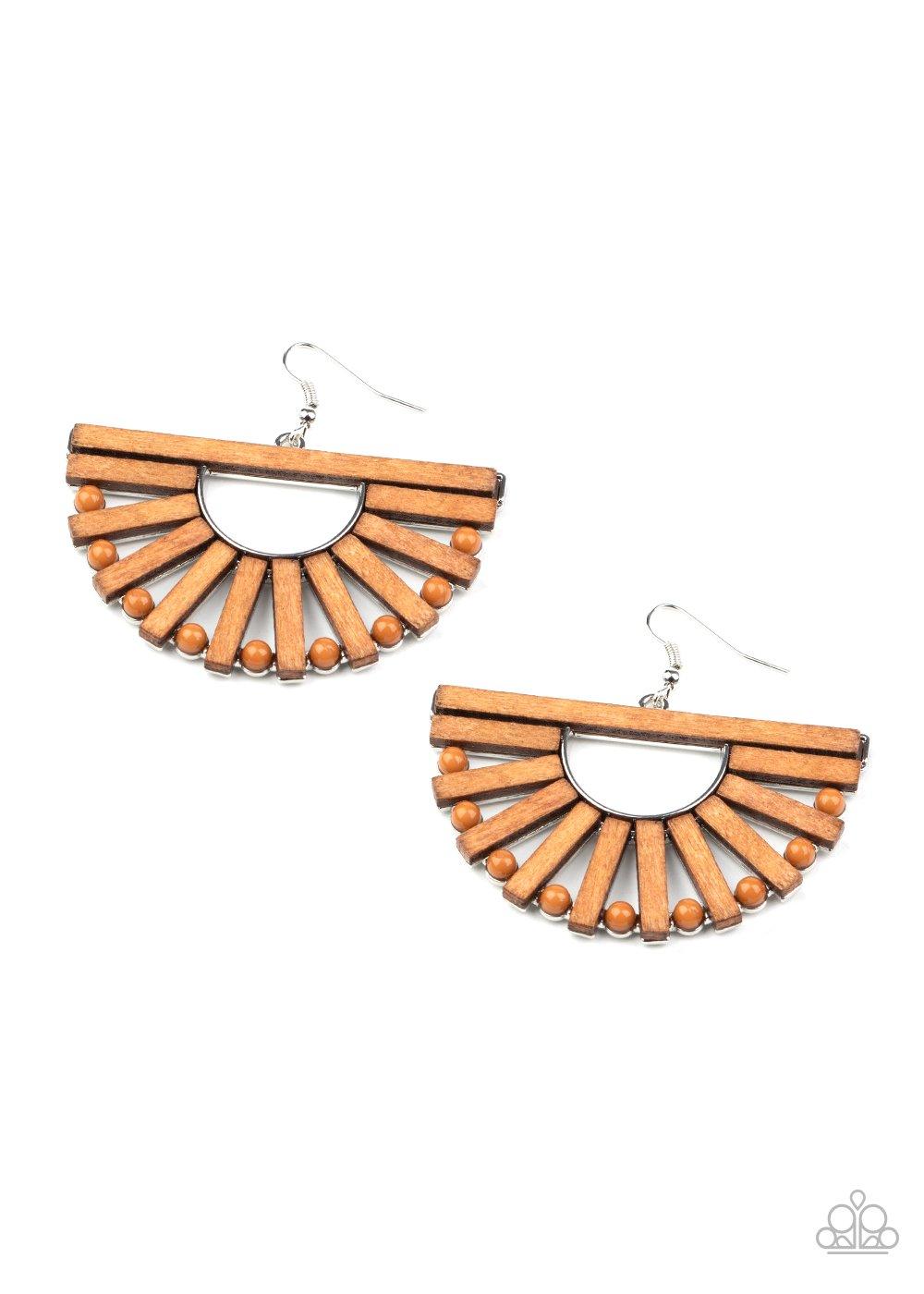 Paparazzi Accessories-Wooden Wonderland - Brown Earrings
