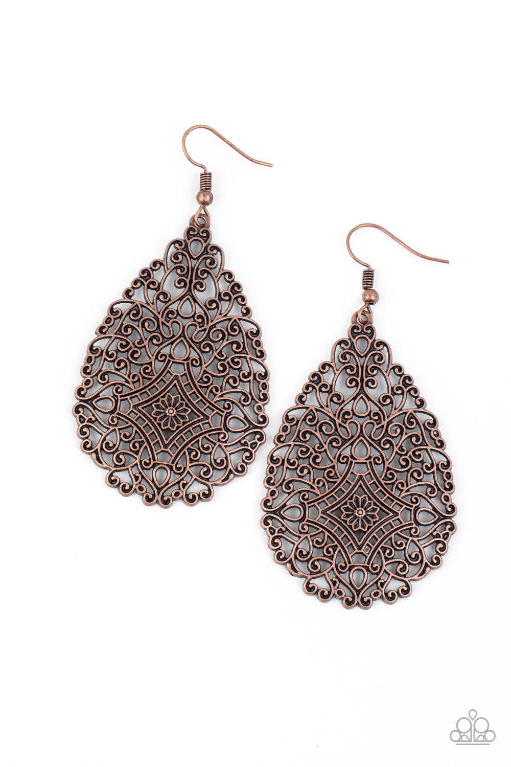 Paparazzi Accessories-Napa Valley Vintage - Copper Earrings