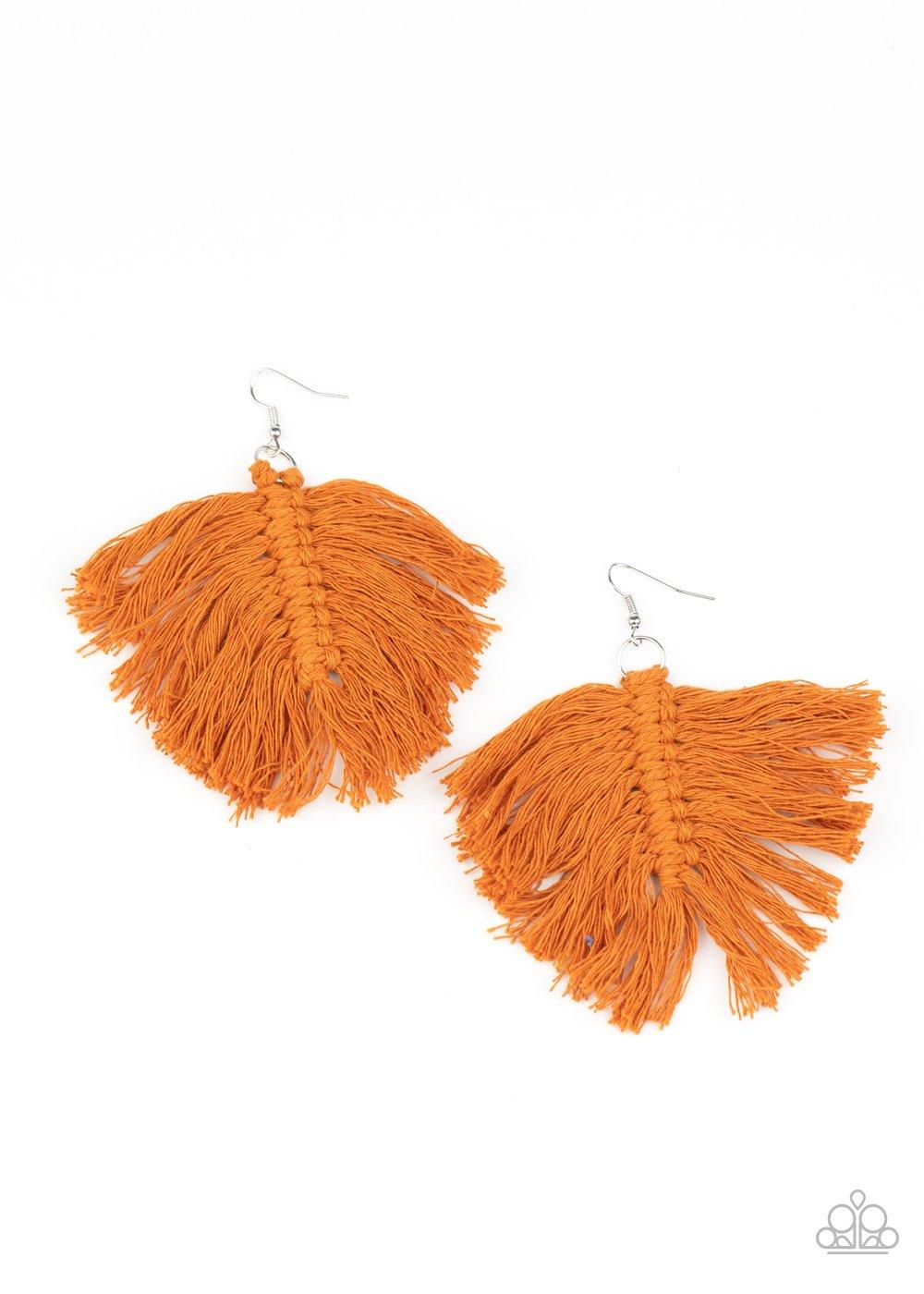 Paparazzi Accessories-Macrame Mamba - Brown Earrings