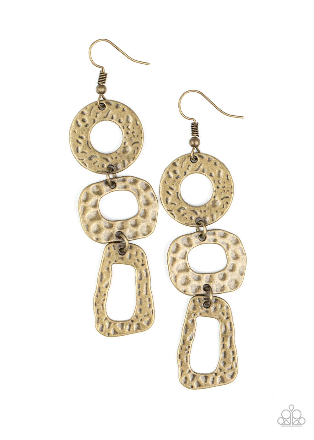 Paparazzi Accessories-Prehistoric Prowl - Brass Earrings