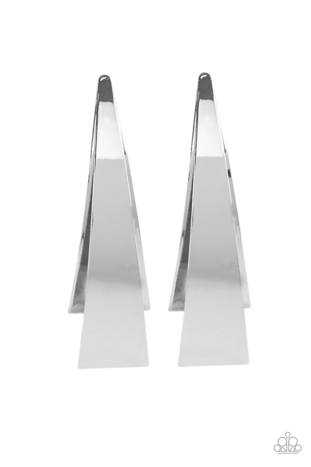 Paparazzi Accessories-Underestimated Edge - Silver Earrings