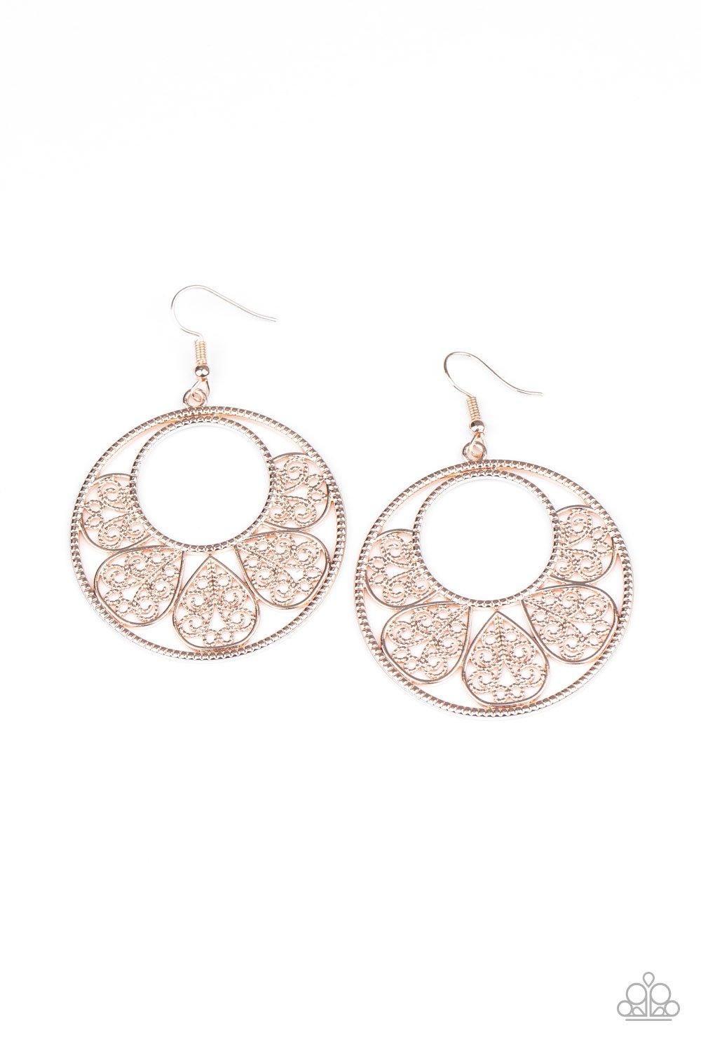 Paparazzi Accessories-Petal Promenade - Rose Gold Earrings