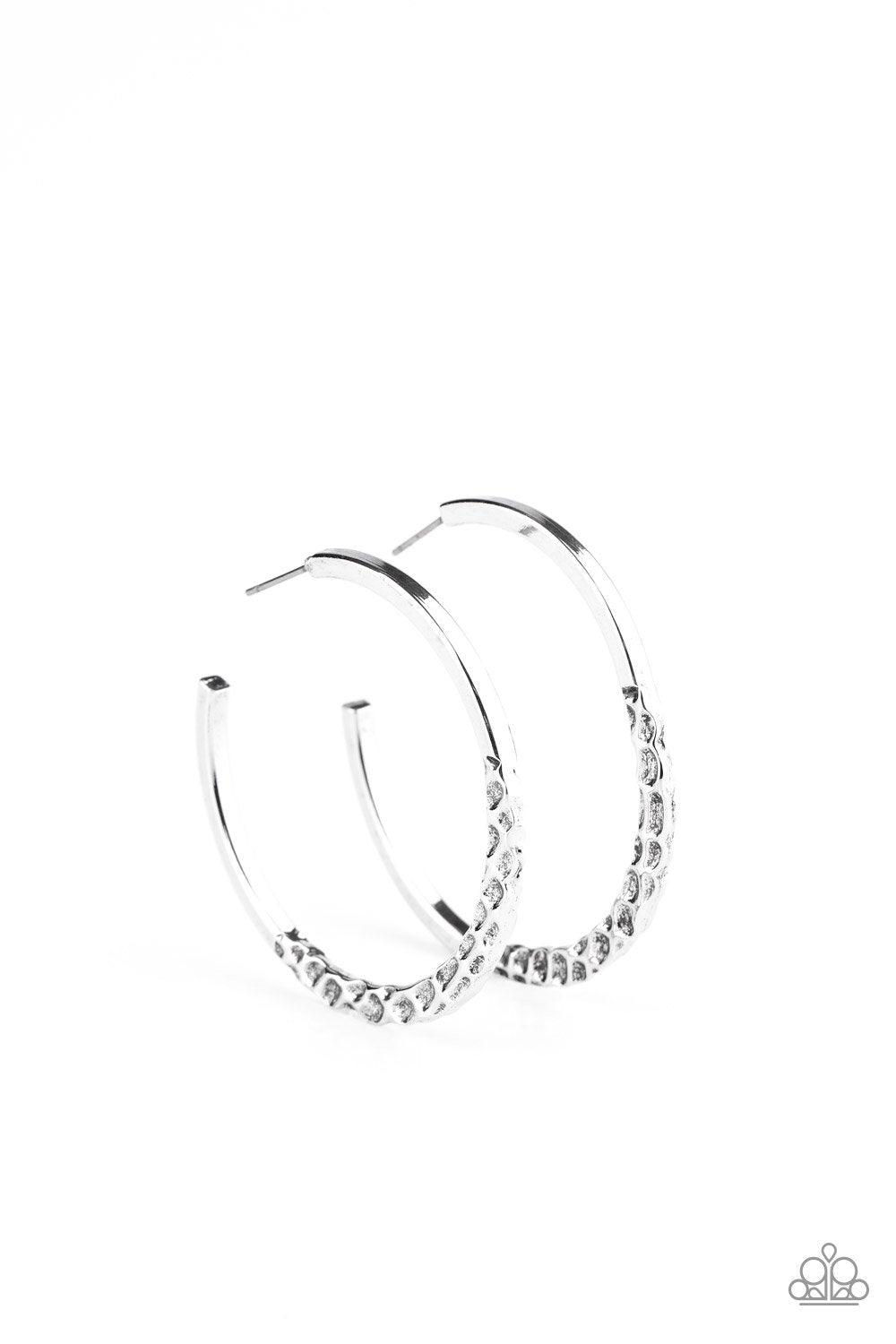 Paparazzi Accessories-Imprinted Intensity - Silver Earrings