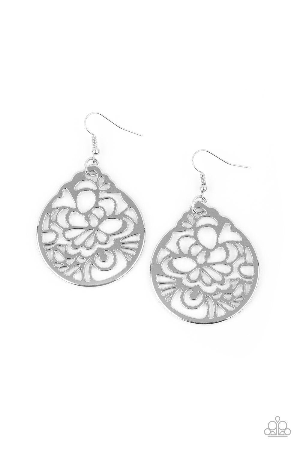 Paparazzi Accessories-Garden Mosaic - Silver Earrings
