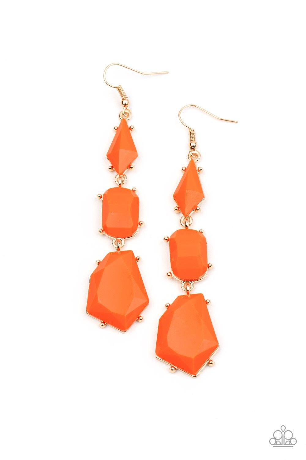 Paparazzi Accessories-Geo Getaway - Orange Earrings