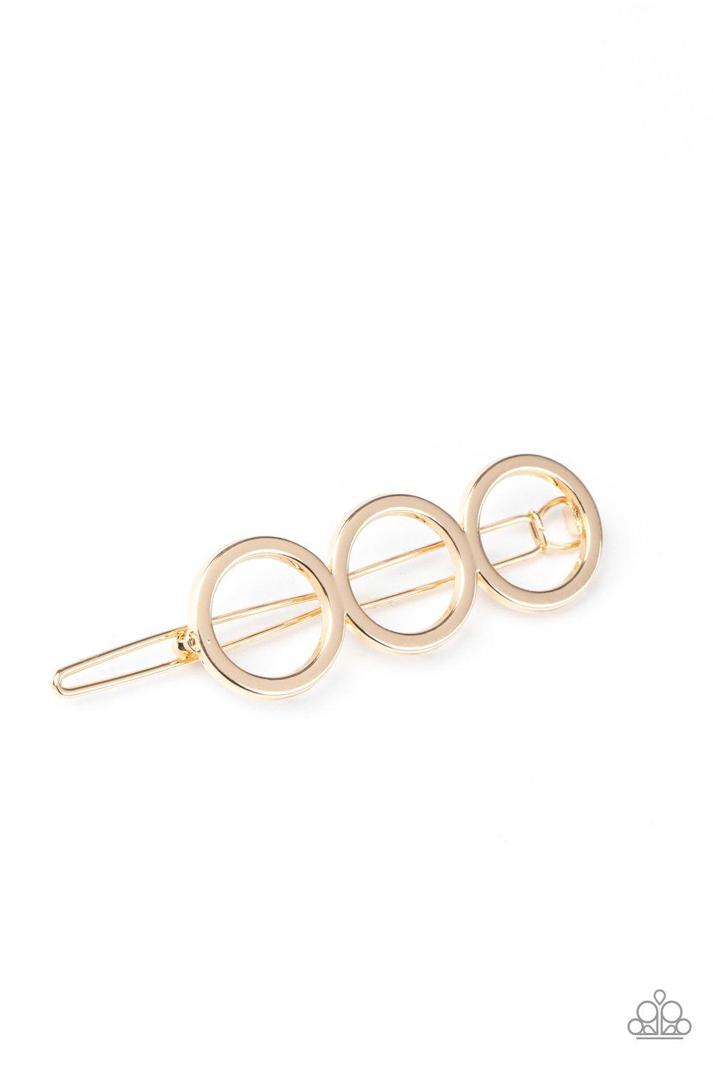 A HOLE Lot of Trouble - Gold Hair Clip - Jewelry by Bretta